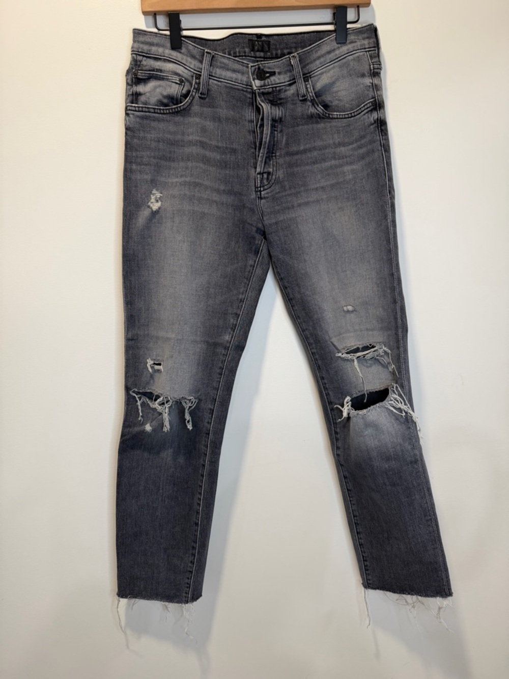MOTHER Distressed Gray Boyfriend Jeans